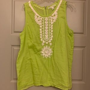Sleeveless green BR top